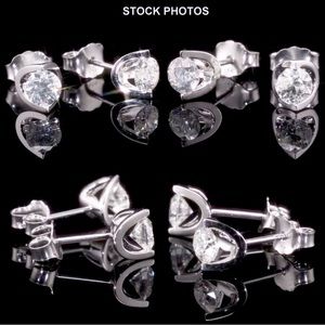 TENSION SET SOLITAIRE CANADIAN .20CT TW DIAMOND STUD EARRINGS 14K WHITE GOLD